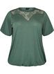 Bluse mit Spitzeneinsatz und Ballon&auml;rmeln, Gr&uuml;n, Packshot image number 0