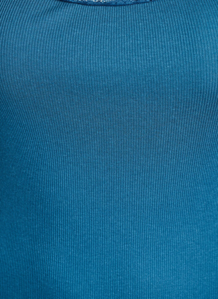 Top mit Spitzen, Petrol, Packshot image number 2