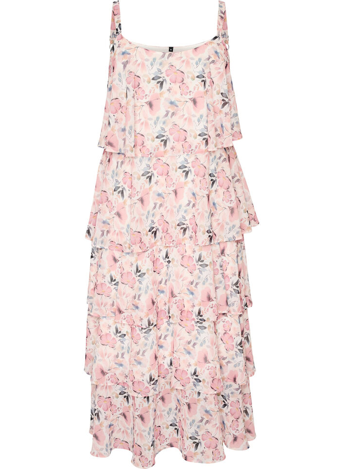 Maxikleid mit R&uuml;schen-Volants und abnehmbarem Cape, Wei&szlig;, Packshot image number 3
