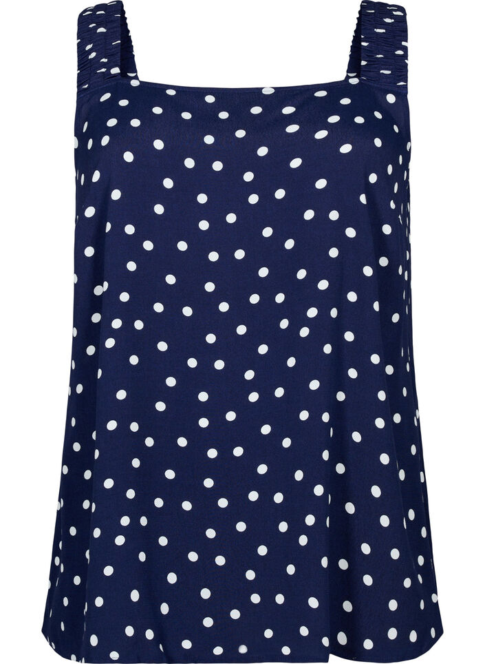 Bedrucktes Viskosetop mit A-Linie, Peacoat Dot, Packshot image number 0