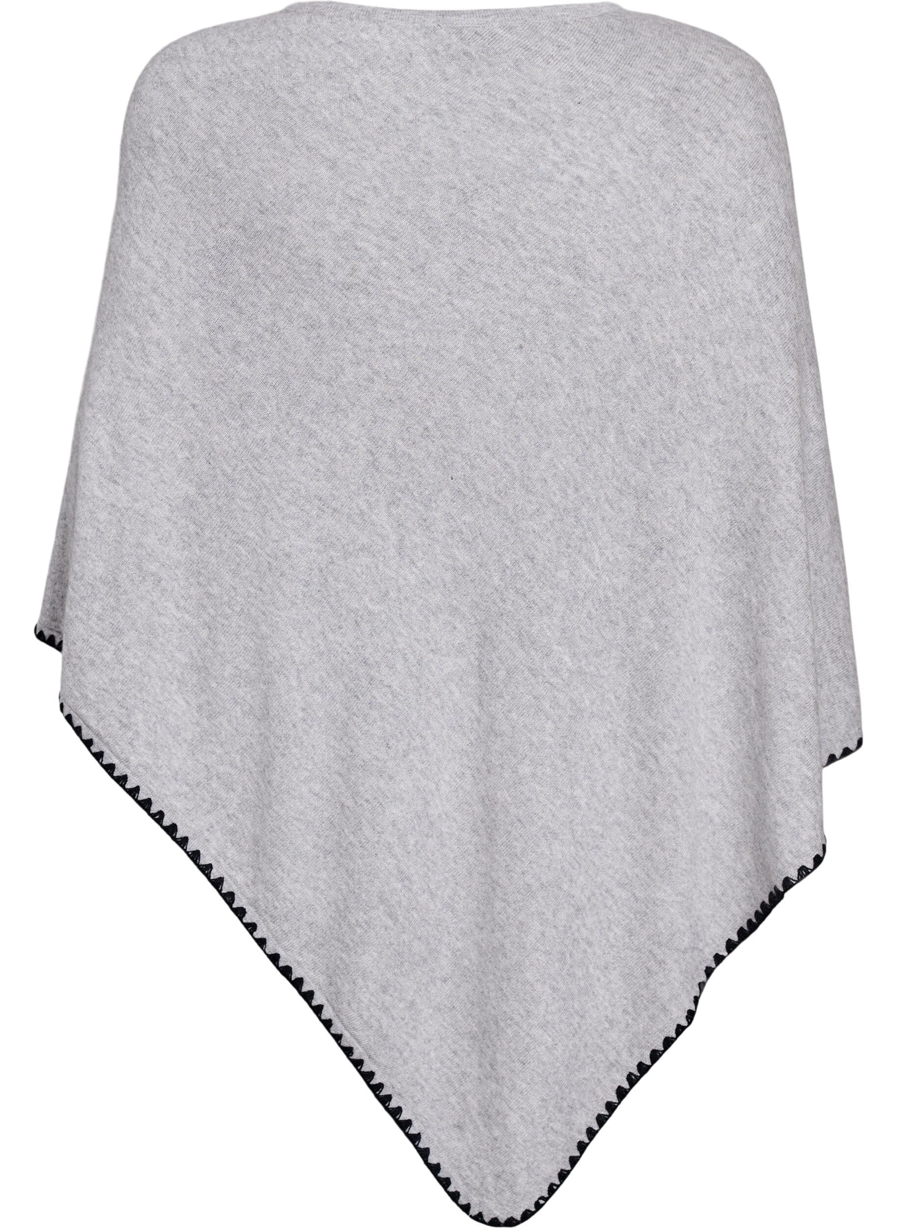 Zizzi Feinstrickponcho., Grau, Packshot image number 1