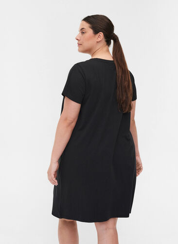Kurzarm Nachthemd aus Baumwollmix, Black, Model image number 1