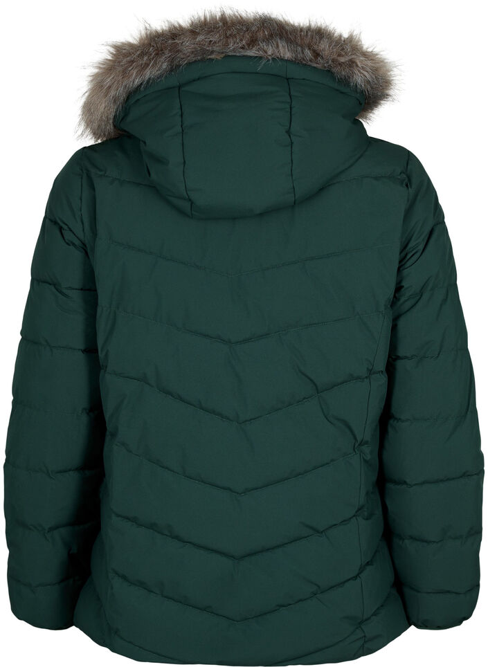 Kurze Steppjacke mit Kapuze, Gr&uuml;n, Packshot image number 1