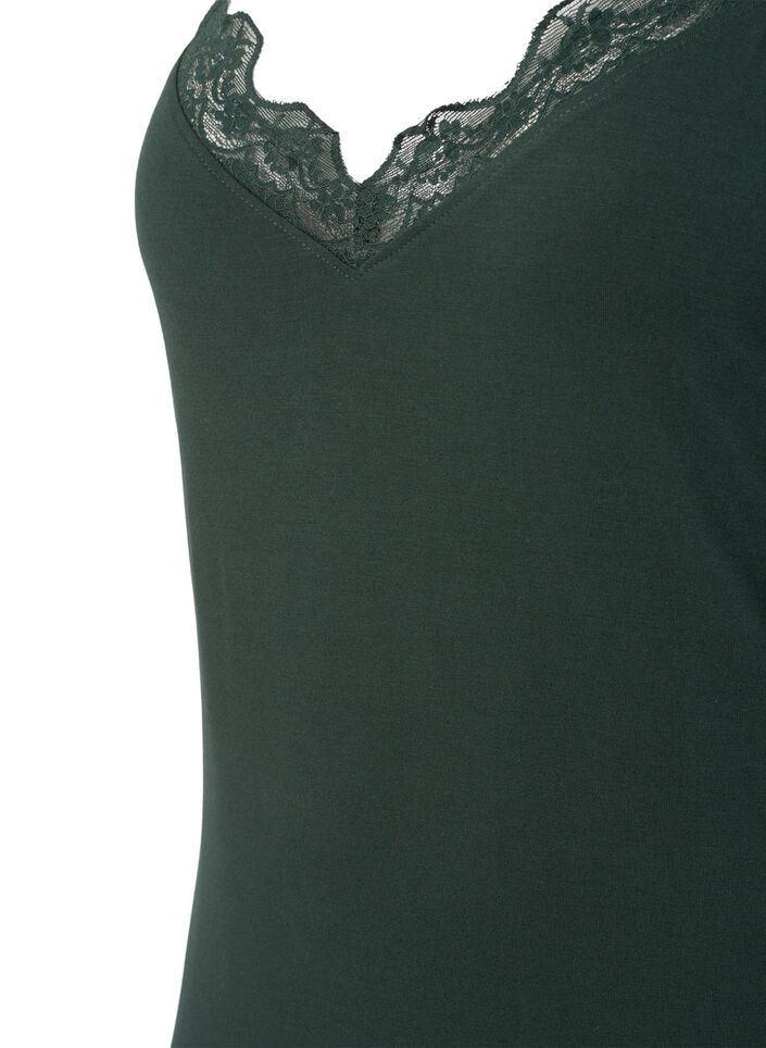 Neglig&eacute; mit Spitzensaum aus Viskose, Gr&uuml;n, Packshot image number 2