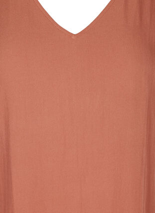 Kurzarm Viskosekleid mit V-Ausschnitt, Copper Brown, Packshot image number 2