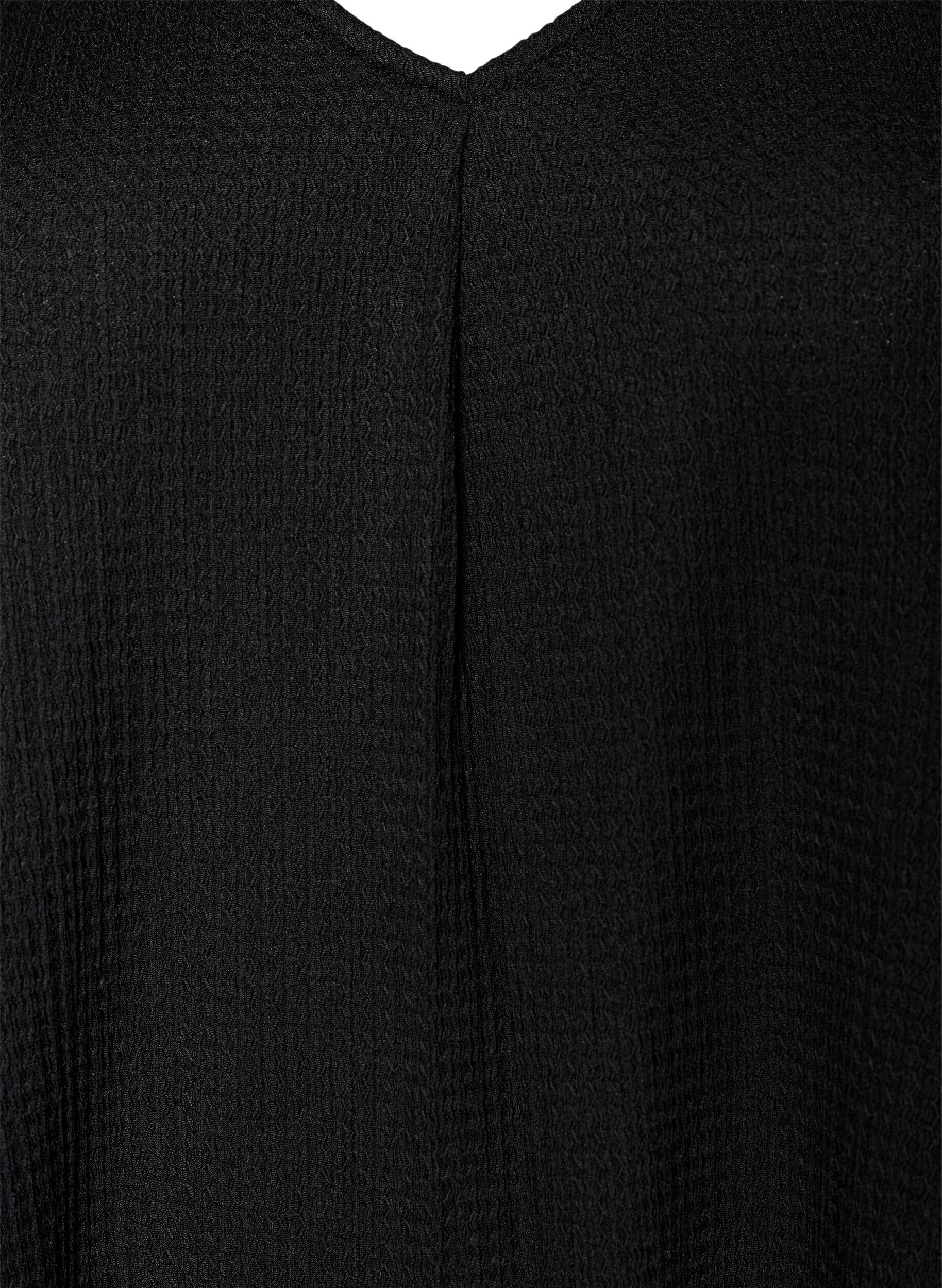 ZizziMidikleid mit V-Ausschnitt und Struktur, Schwarz, Packshot image number 2