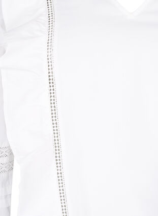Bluse mit Ruffles und Lace Trim, Bright White, Packshot image number 2