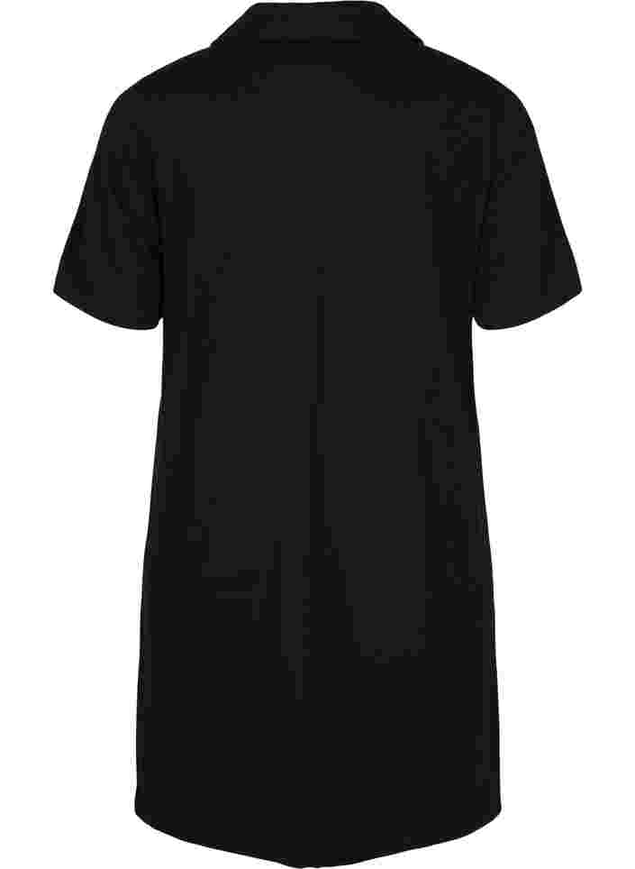 Kurzärmeliges Kleid mit Kragen und Reißverschluss, Black, Packshot image number 1