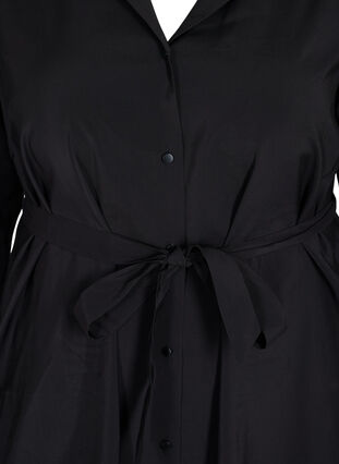 Viskosekleid mit Knöpfen und Gürtel, Black, Packshot image number 2