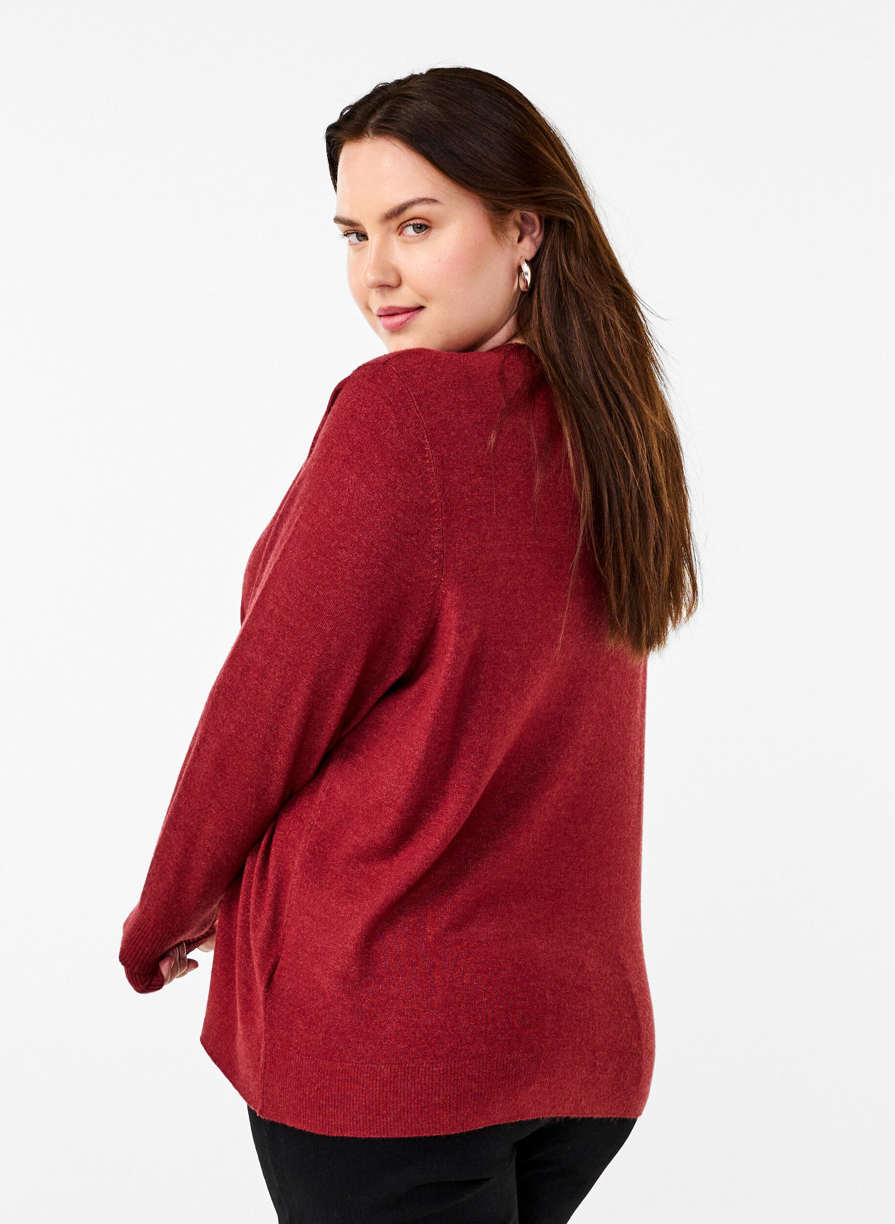 ZizziStrickpullover mit Rundhalsausschnitt, Rot, Model image number 2