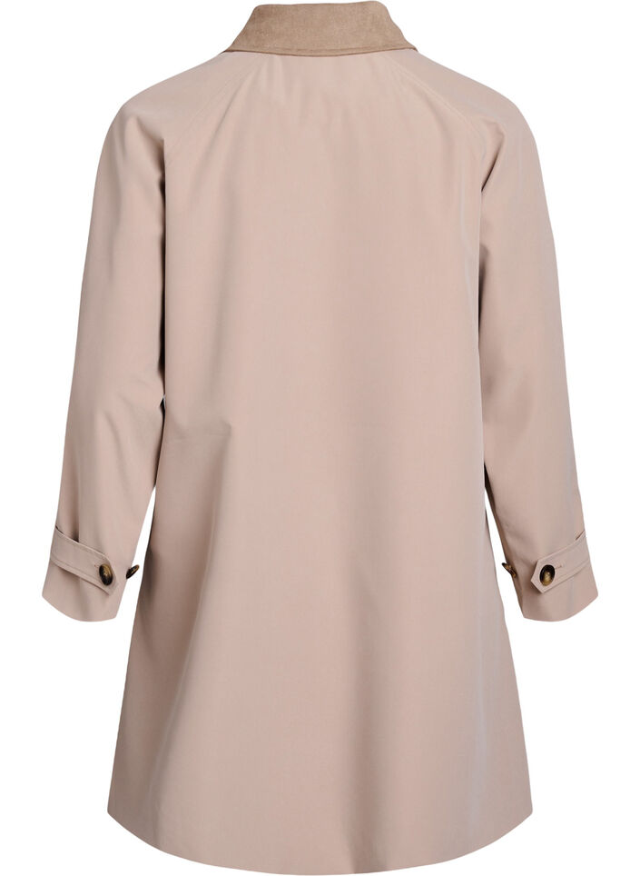 Fr&uuml;hlingsjacke mit Kragen aus Wildlederimitat und verdeckter Knopfleiste, Beige, Packshot image number 1