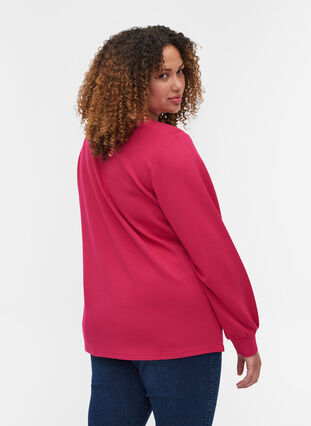 Sweatshirt mit Rundhalsausschnitt und langen Ärmeln, Cerise, Model image number 1