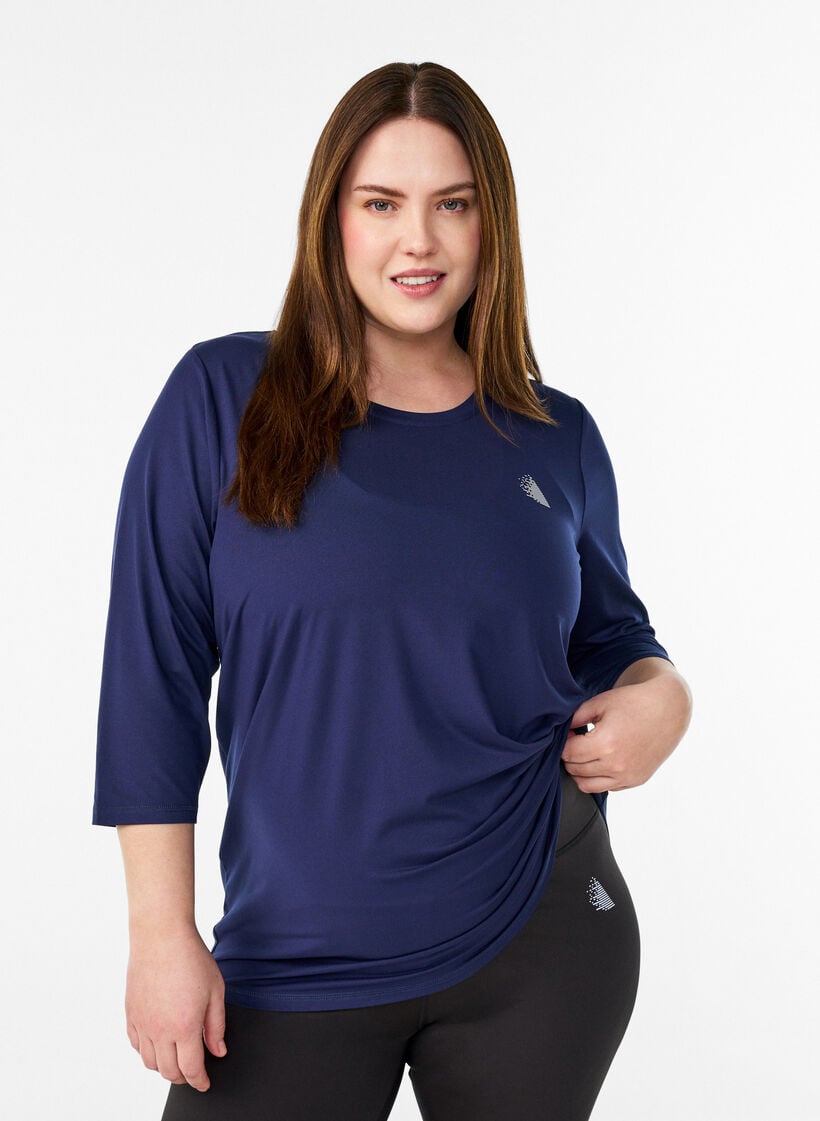 Trainingsshirt mit 3/4-&Auml;rmeln, Blau, Model image number 0