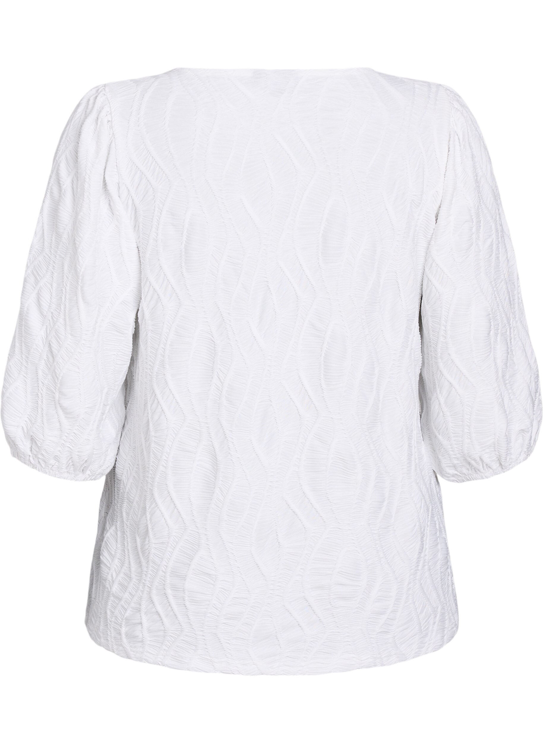 ZizziBluse mit Struktur und 3/4-&Auml;rmeln, Wei&szlig;, Packshot image number 1