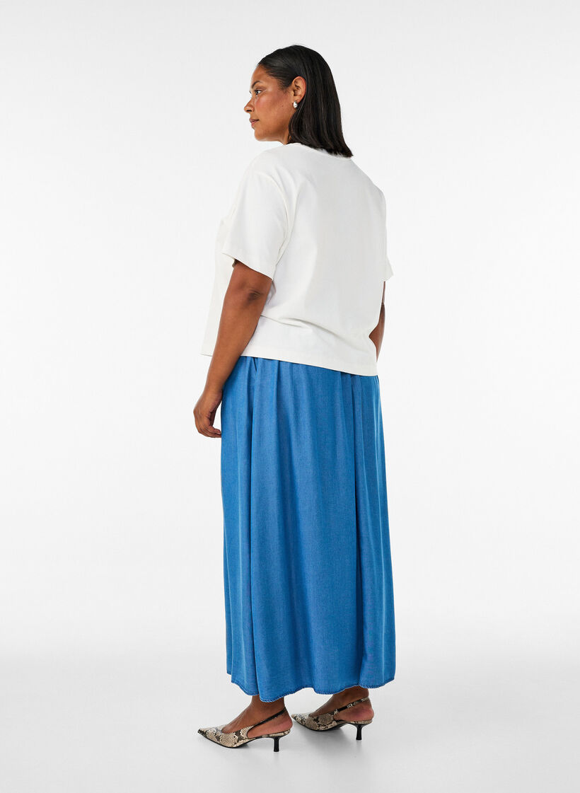 Maxirock aus TENCEL&trade; Lyocell mit Denim-Look, Blau, Model image number 1