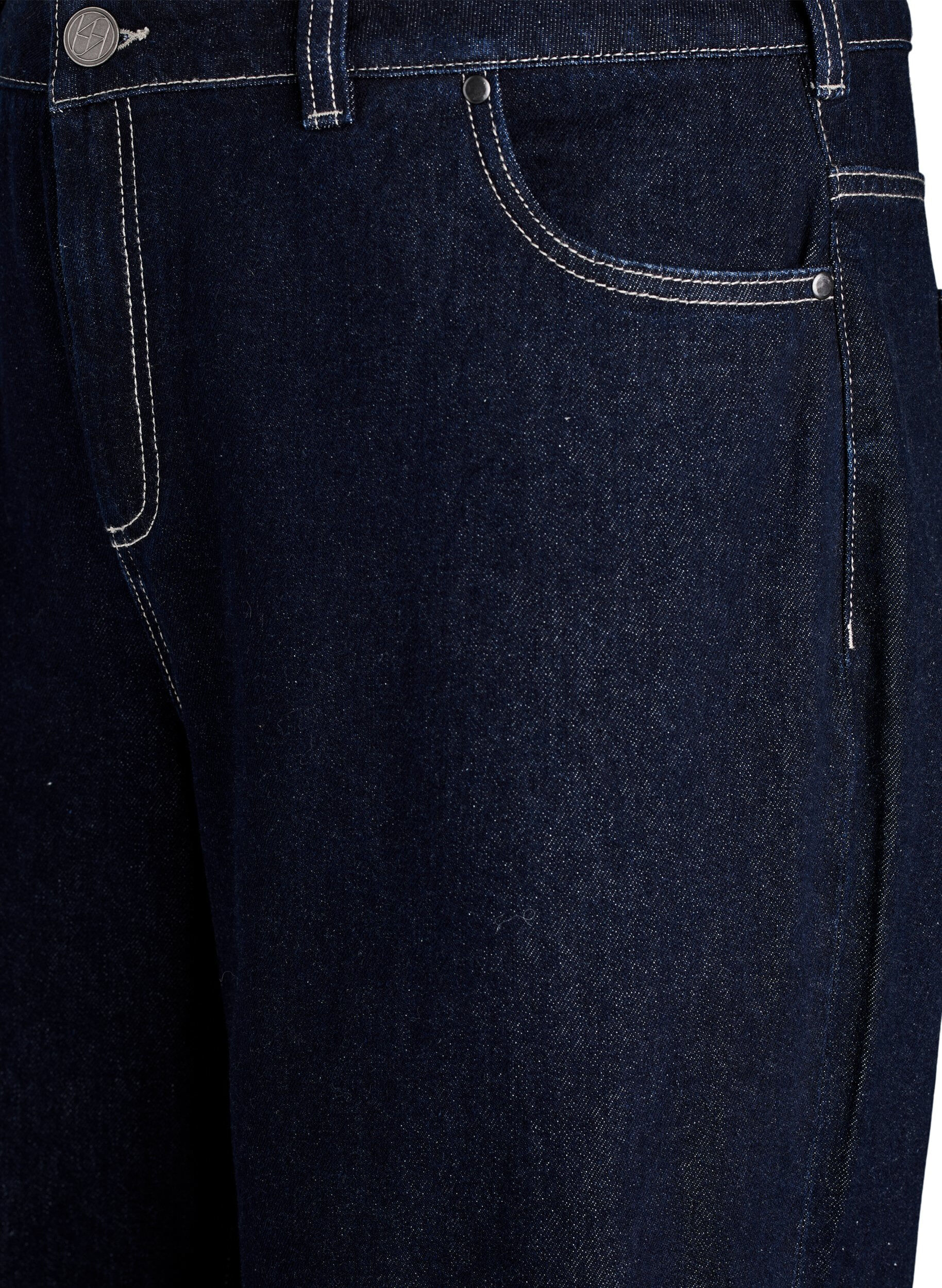 ZizziJeans in weiter Passform mit breitem Umschlag und Kontrastn&auml;hten, Blau, Packshot image number 2