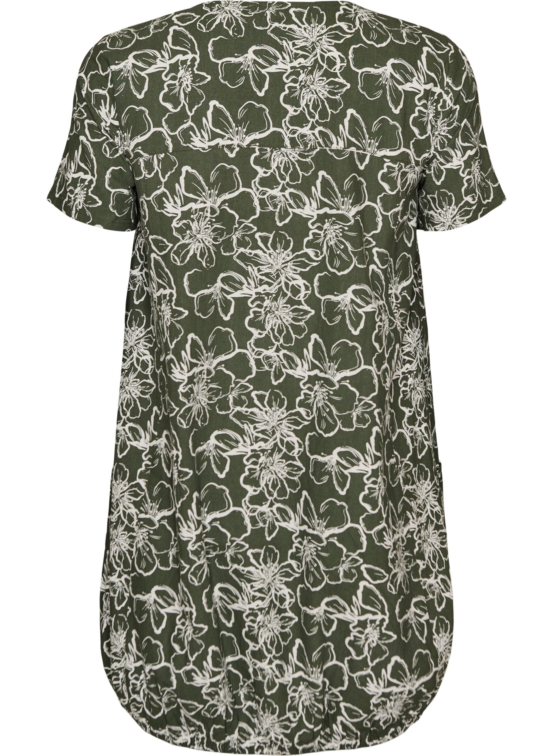 ZizziKurz&auml;rmliges Baumwollkleid mit Aufdruck, Gr&uuml;n, Packshot image number 1