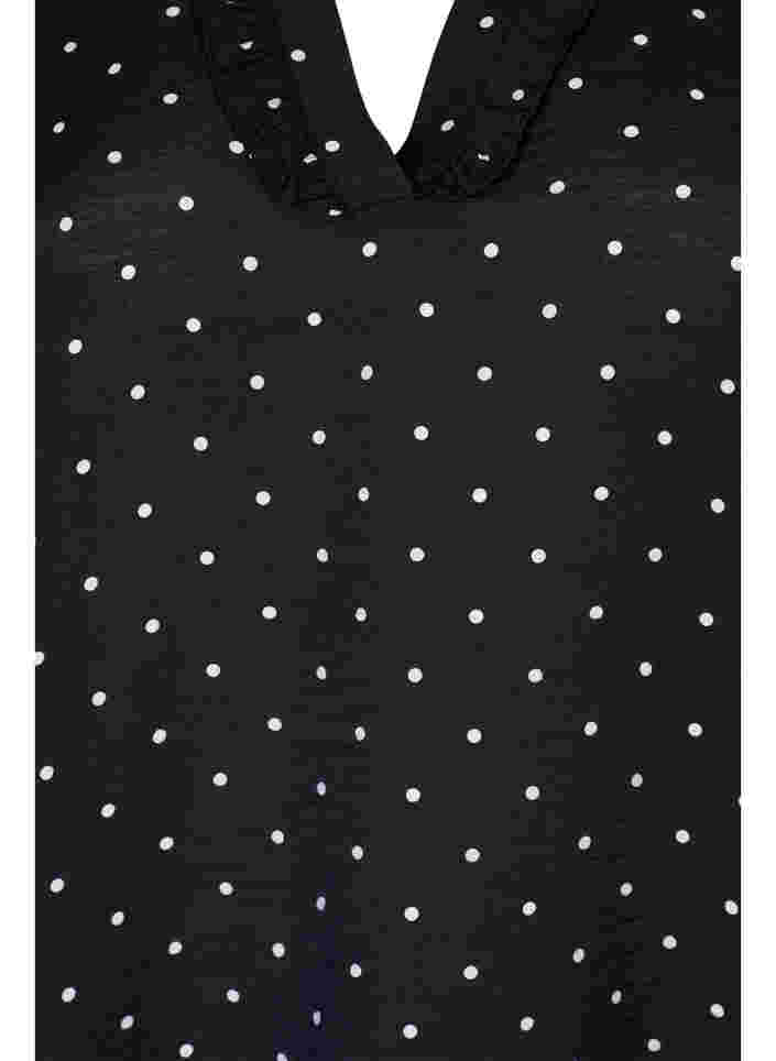 Punktebluse mit 3/4-Ärmeln aus Viskose, Black Dot, Packshot image number 2