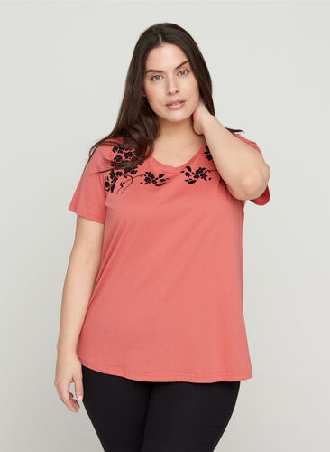 Kurzarm T-Shirt mit Printdetails, Faded Rose, Model image number 0
