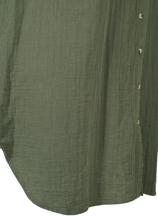 Lange Hemdbluse aus Baumwolle mit klassischem Kragen, Thyme, Packshot image number 3