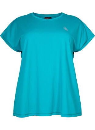 Kurzärmeliges Trainings-T-Shirt, Deep Peacock Blue, Packshot image number 0