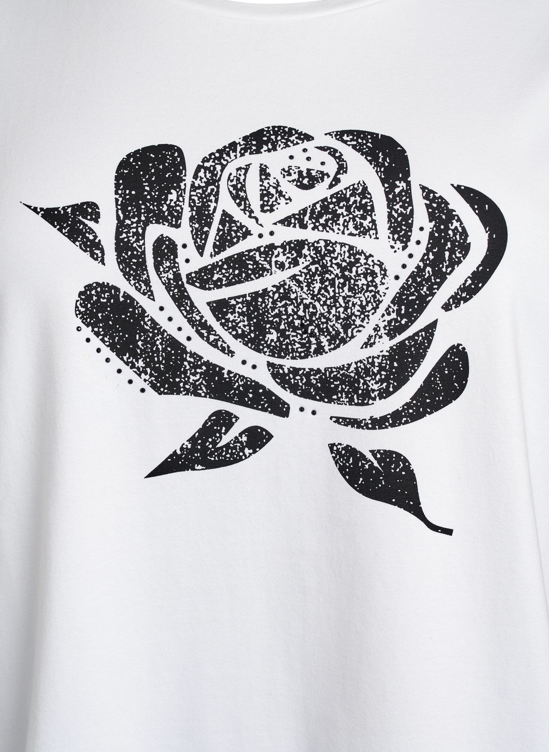 Zizzi T-Shirt aus Bio-Baumwolle mit floralem Print, B. White w. Rose, Packshot image number 2