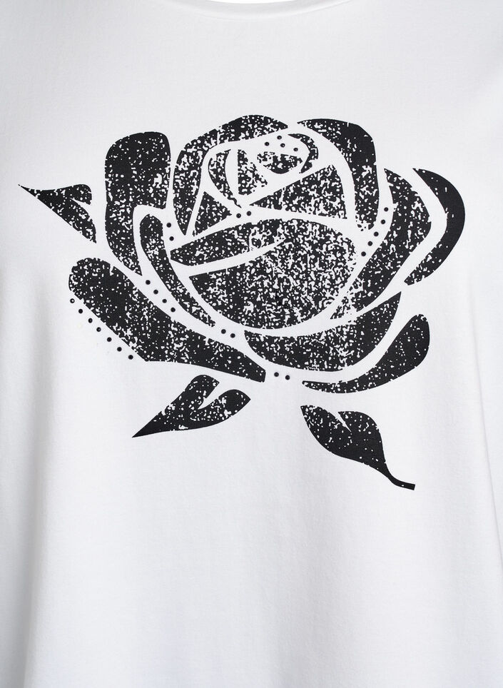 T-Shirt aus Bio-Baumwolle mit floralem Print, B. White w. Rose, Packshot image number 2