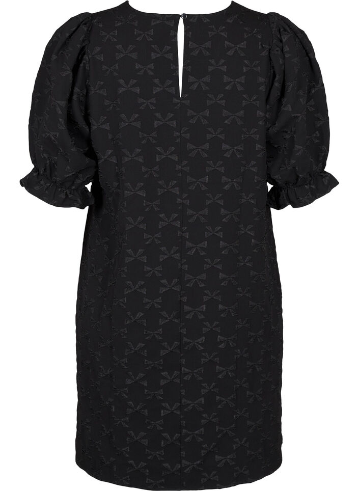 Kurzes Jacquard-Kleid mit Schleifen, Black W. Bow, Packshot image number 1