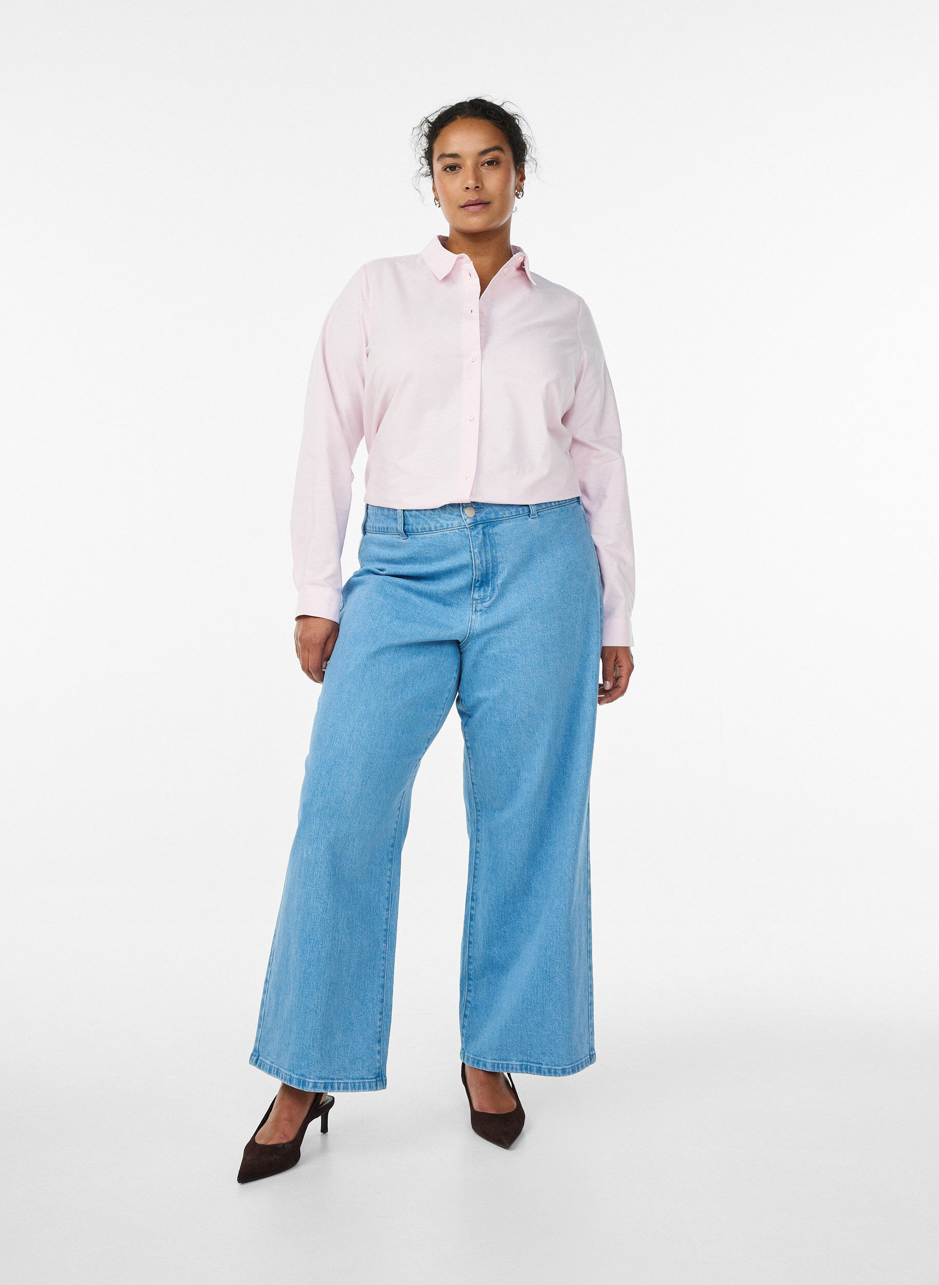 Zizzi Lang&auml;rmliges Baumwollhemd, Pink, Model image number 1