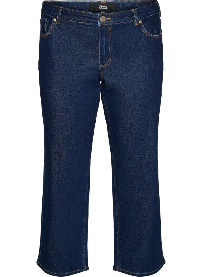Kurze Jeans mit gerader Passform und normaler Taillenh&ouml;he, Blau, Packshot image number 0