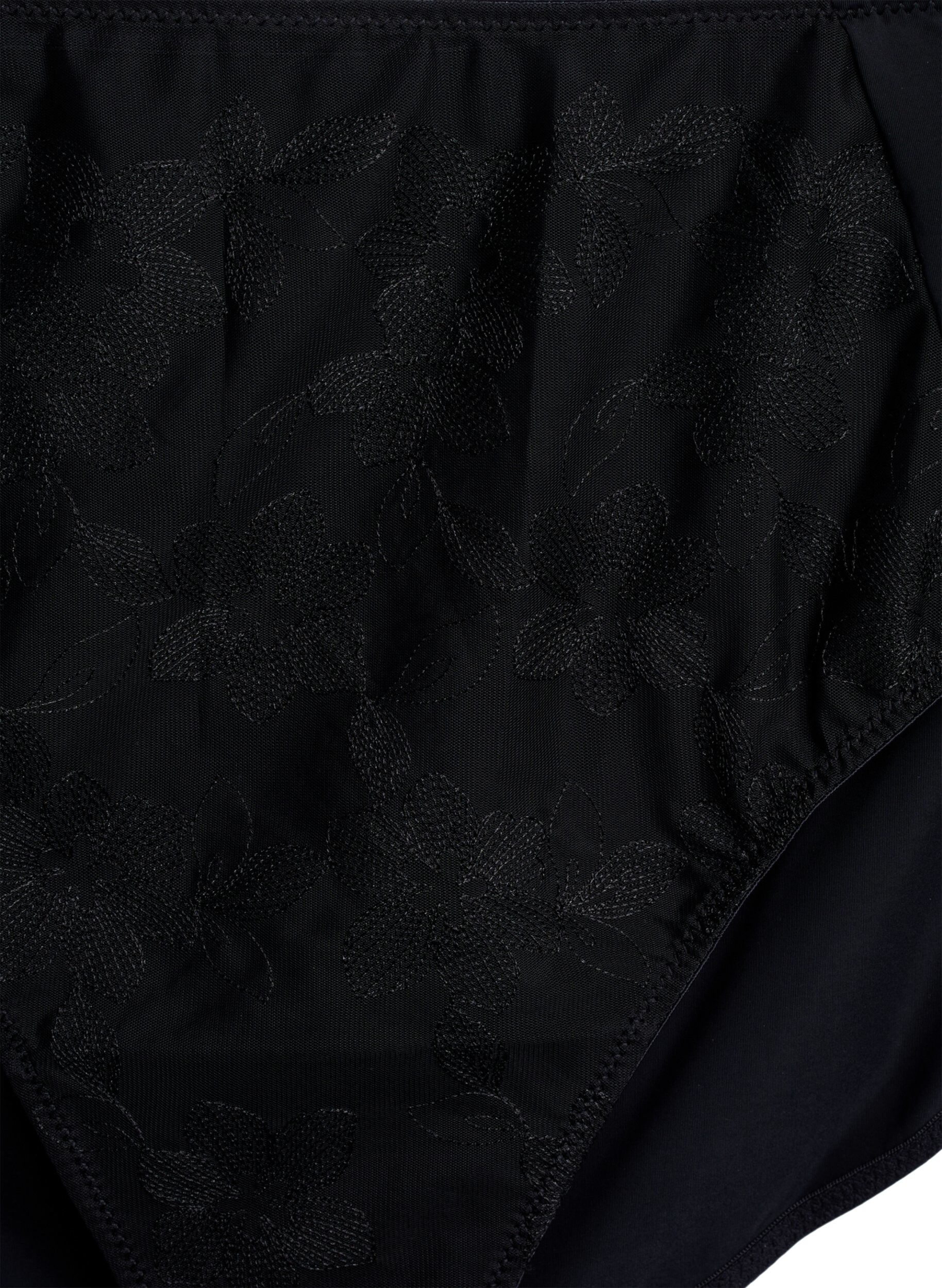 Zizzi Microfaser-Slip mit Mesh und Stickerei, Schwarz, Packshot image number 2