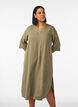 Midikleid aus Leinen und Viskose mit 1/2-&Auml;rmeln, Gr&uuml;n, Model image number 0