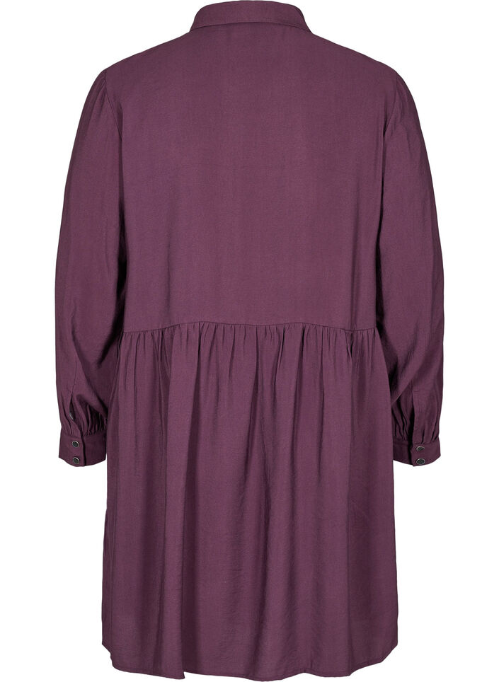 Einfarbiges Hemdkleid mit A-Linie, Plum Perfect, Packshot image number 1