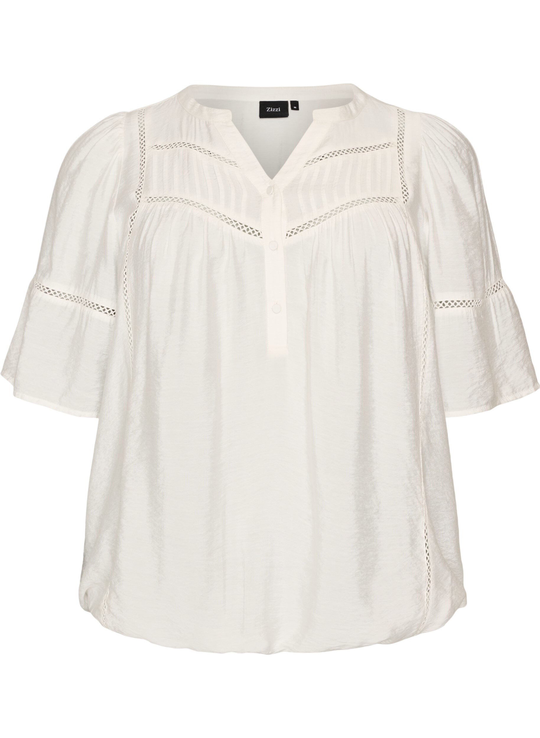 Bluse aus Viskose mit Biesen und Ballon&auml;rmeln