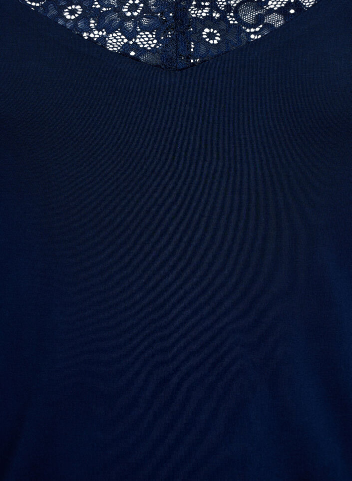 Top aus Viskose mit Spitze, Blau, Packshot image number 2