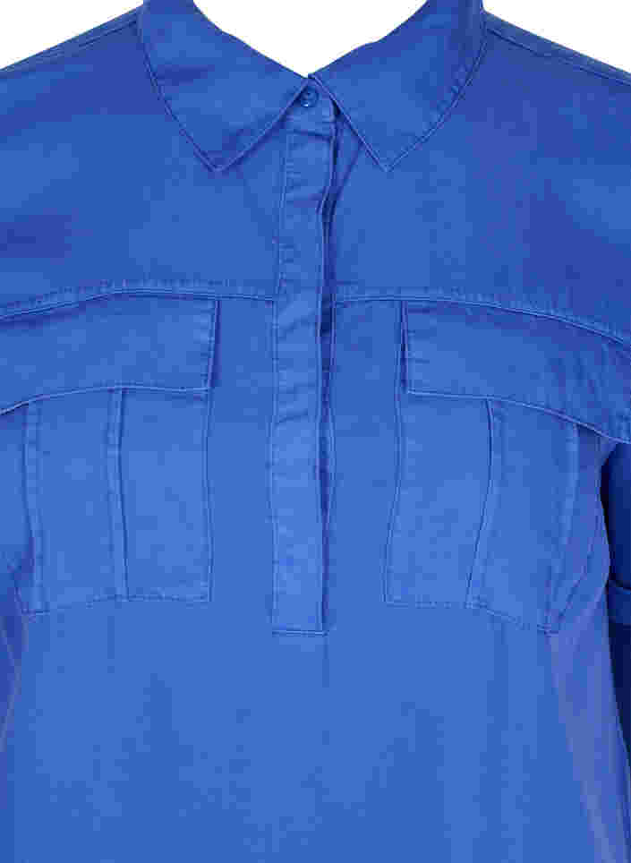 Kurzarm Tunika mit Kragen, Dazzling Blue, Packshot image number 2