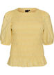 Smockbluse mit R&uuml;schensaum und U-Boot-Ausschnitt, Gelb, Packshot image number 0