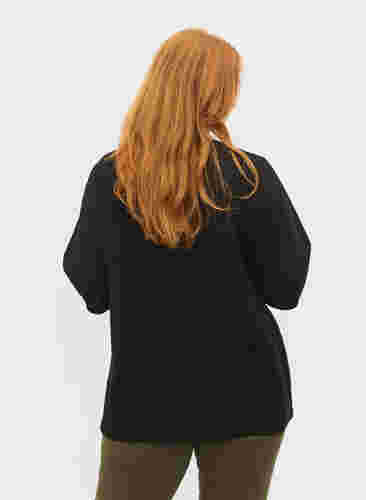 Bluse mit Ballonärmeln, Black, Model image number 1