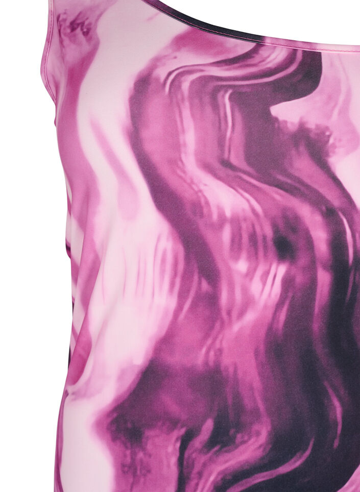 Eng anliegendes One-Shoulder Kleid mit Print, Raspberry Rose AOP, Packshot image number 2