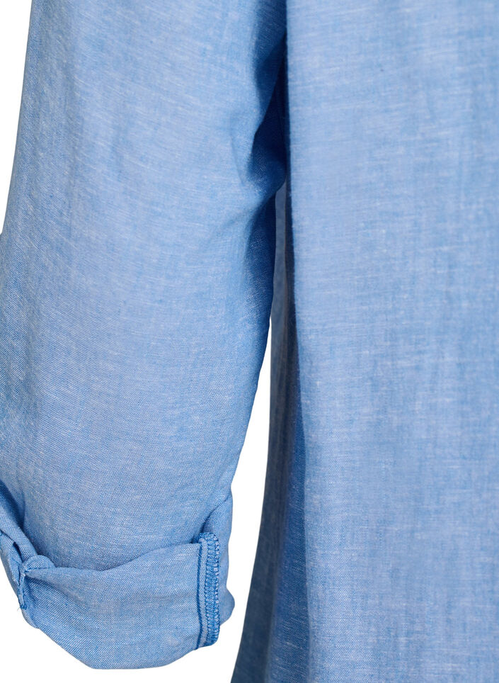 Lange Bluse aus Leinen und Viskose, Blau, Packshot image number 3