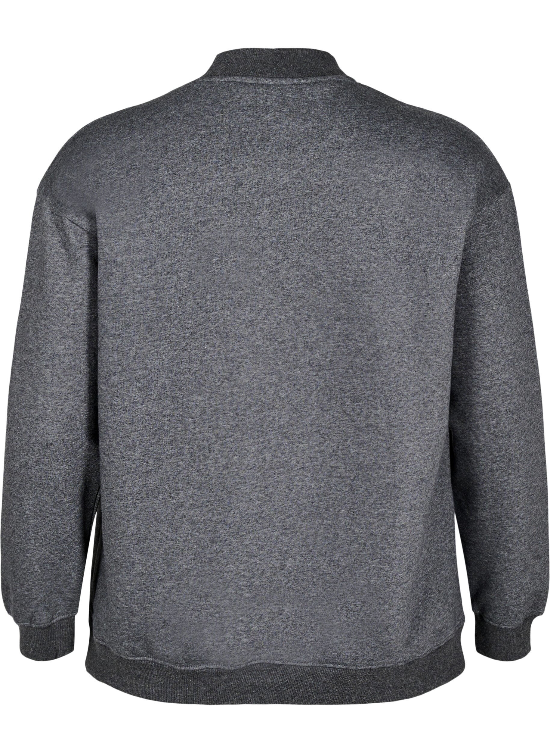 Zizzi Sweatshirt mit hohem Kragen und langen &Auml;rmeln, Grau, Packshot image number 1