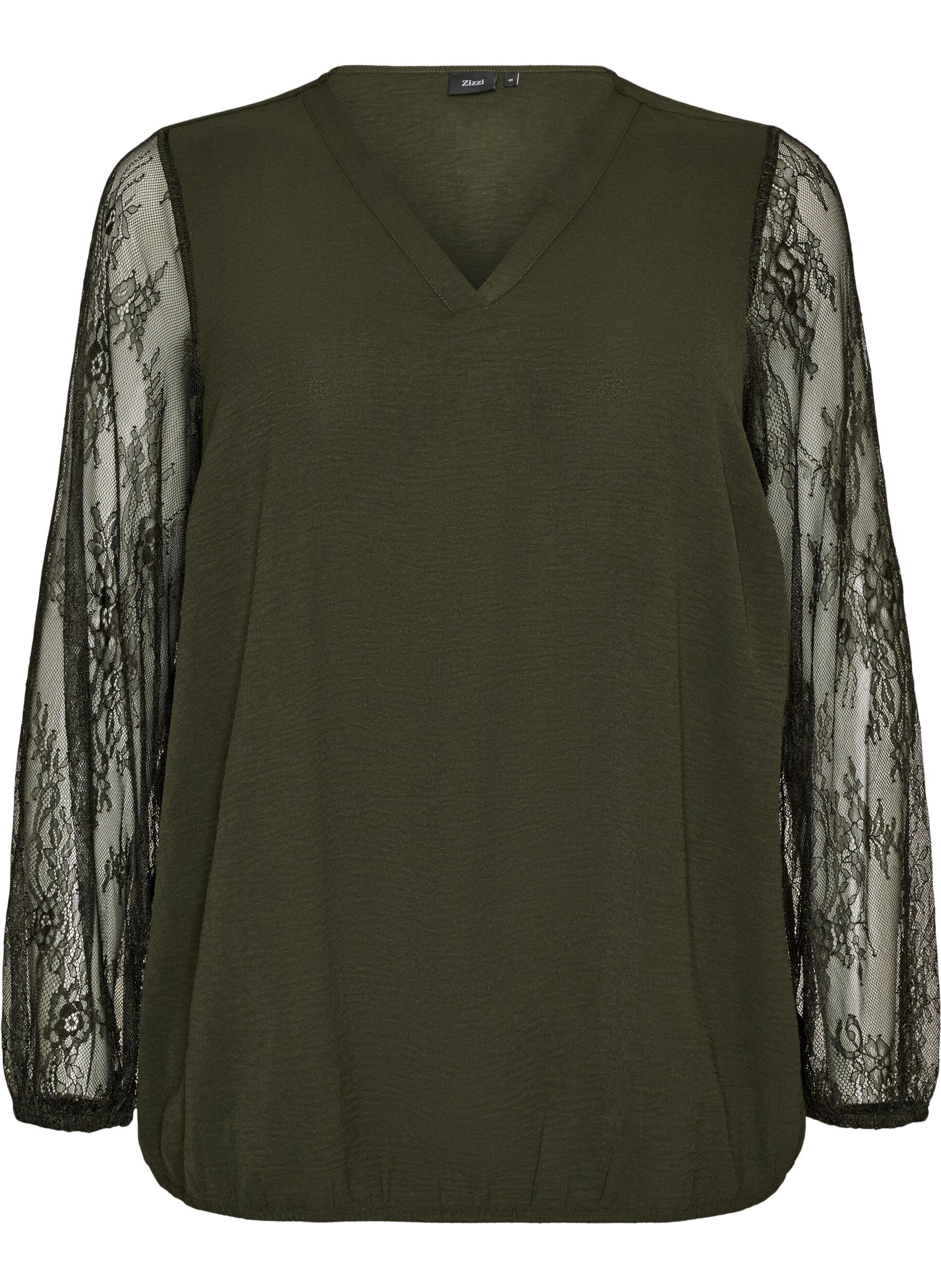 Bluse mit &Auml;rmeln aus Spitze und Ballonform
