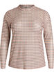 Karierte Bluse aus Mesh, Beige, Packshot image number 0