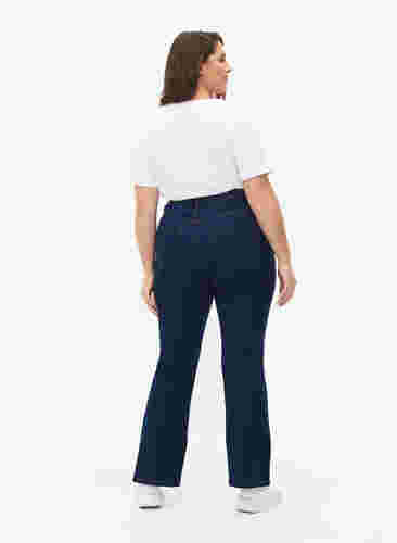 FLASH - Hoch taillierte Jeans mit Bootcut, Blue denim, Model image number 1