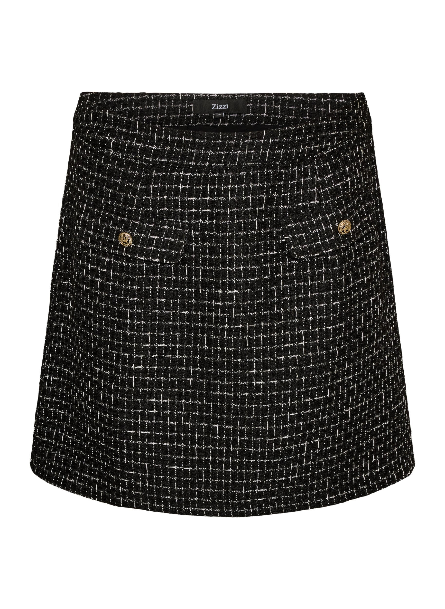 ZizziKurzer Rock aus Boucl&eacute;, Schwarz, Packshot image number 0