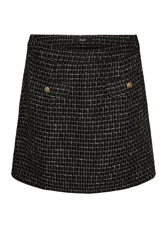 Kurzer Rock aus Boucl&eacute;, Schwarz, Packshot image number 0