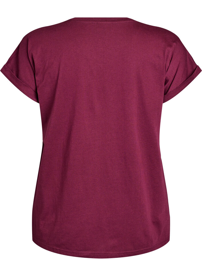 Kurz&auml;rmeliges T-Shirt aus einer Baumwollmischung, Dunkles Bordeaux, Packshot image number 1