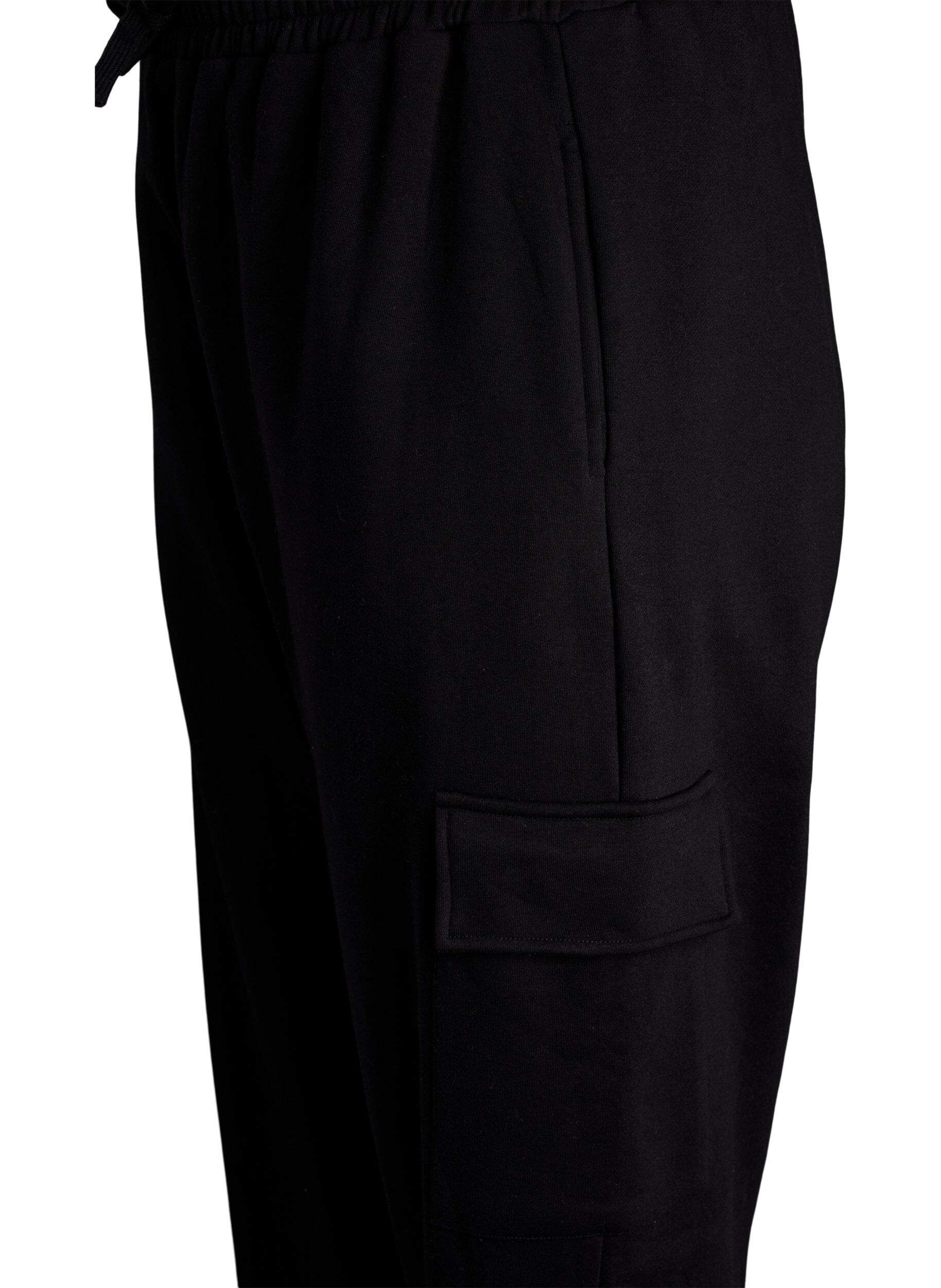 Zizzi Cargohose aus weichem Sweat-Material, Black, Packshot image number 3