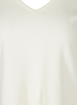 Baumwollbluse mit V-Ausschnitt und 3/4-Ärmel, Marshmallow, Packshot image number 2