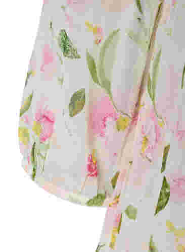 Tunika mit Blumendruck und Lurex, White/Pink Flower, Packshot image number 2